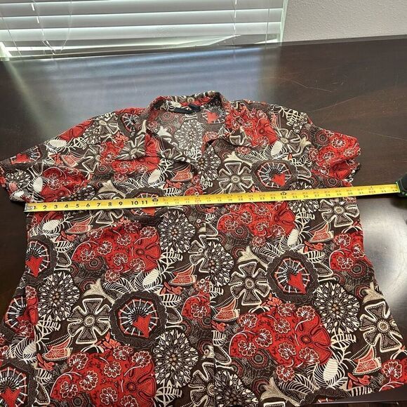 Maggie Barnes Multicolor Brown Red Floral Button Front Shirt Top Plus Size 4X - Picture 8 of 12